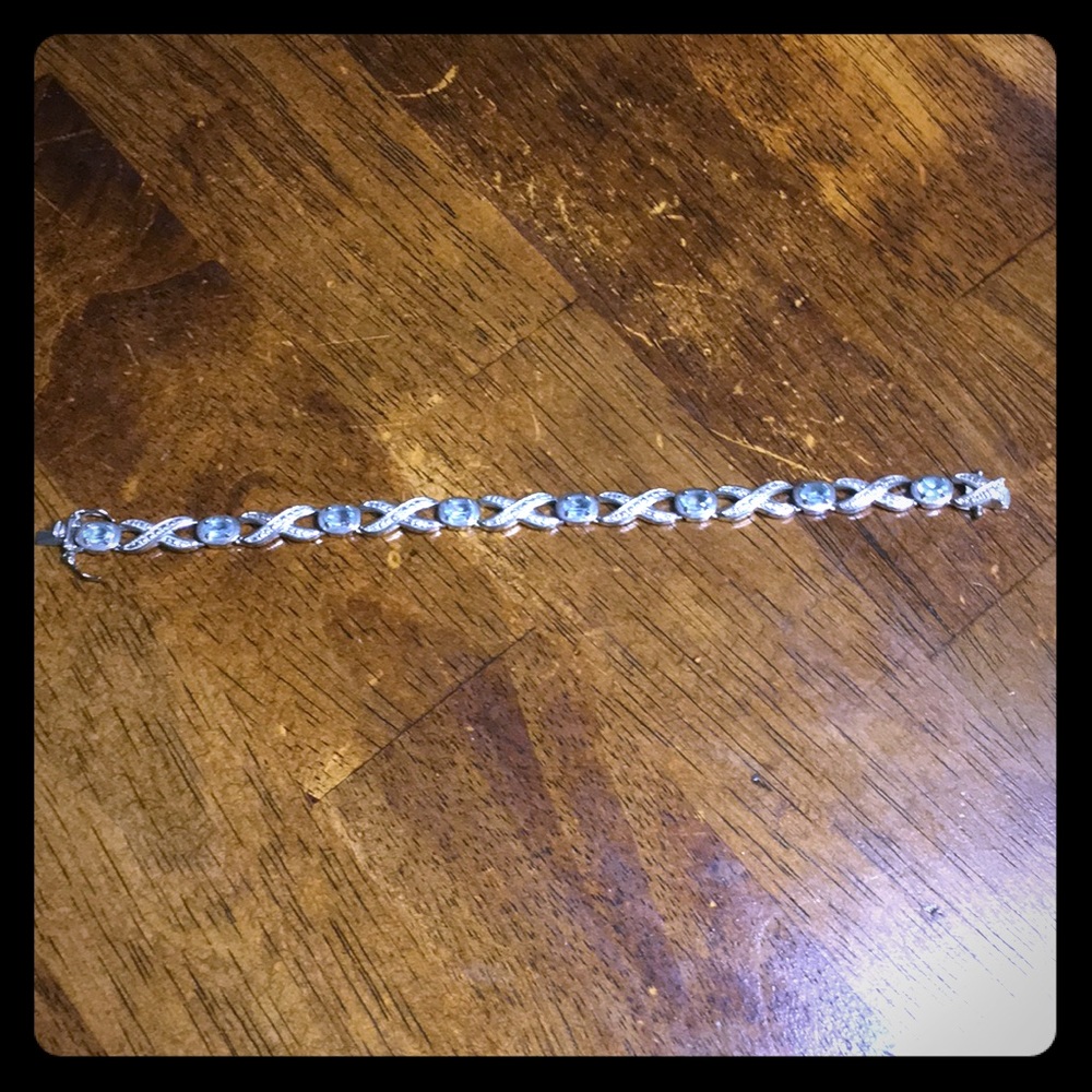 Aquamarine sterling silver infinity bracelet